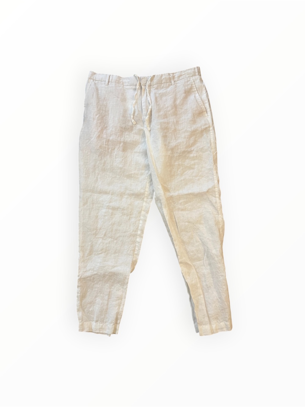 Zara Man 100% Linen Relaxed Fit Drawstring Pants White XL